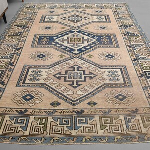 6&#39;5 x 9&#39;0 Ft Area Rug, Turkish Rug, Rustic Decor, 6x9 Rug, Turkish Rug 6x9, Country Farmhouse Rug, Turkish Carpet, Large Rug, Wool Rug