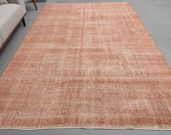 6'6 x 10'2 Ft Vintage Area Rug, Living Room Rug, Oushak Rug, 7x10 Rug, Turkish Area Rug, Floor Rug, Antique Rug, Bohemian Rug, Solid Rug