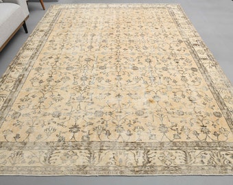 7'6 x 10'2 Ft ORANGE AREA DECOR, Turkish Rug, Anatolian Rug, Oushak Rug, Handwoven Rug, Hand-knotted Rug, Wool Rug, Vintage Rug