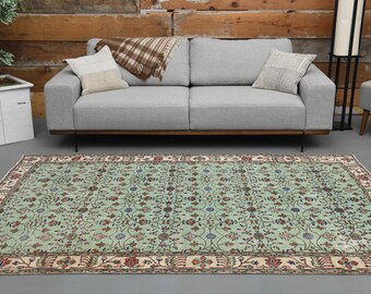 Tappeto vintage 5'5 x 8'3 piedi, tappeto turco, tappeto Oushak, tappeto 5x8, tappeto da soggiorno, arredamento per la stanza, tappeto di lana, tappeto boho, tappeto 5x8
