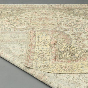 7.4x10.3 ft, BOHEMIAN TURKISH RUG, Vintage Rug, Living Room Rug, Beige Brown Rug, 7x10 Area Rug, Home Decor, Antique Rug, Oushak Rug, Star