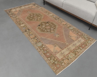 3.7x8.3 Ft Handmade Rug, Turkish Rug, Oushak Rug, Living Room Rug, Vintage Rug, Antique Rug, Orange Rug, 4x8 Area Rug, Home Decor