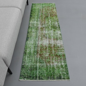 2' x 6'4 Ft Handmade Rug Runner, Vintage Oushak Runner Rug, Antique Rug, Anatolian Rug, 2x6 Carpet, Turkish Runner, Entryway Rug, Green Rug