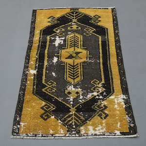1&#39;7 x 3&#39;1 Ft Small Rug, Turkish Vintage Oushak Rug, Door Mat, Handmade Wool Bath Mat, 2x3 Rug, One-of-a-Kind Carpet, Rug Gift, Rug 2x3