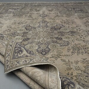 9.4x12.7 ft, OVERSIZED BEIGE RUG, Minimalist Luxury Decor, Living Room Rug Area Rug 9x13, Handmade Rug, Oushak Rug, Vintage Turkish Decor