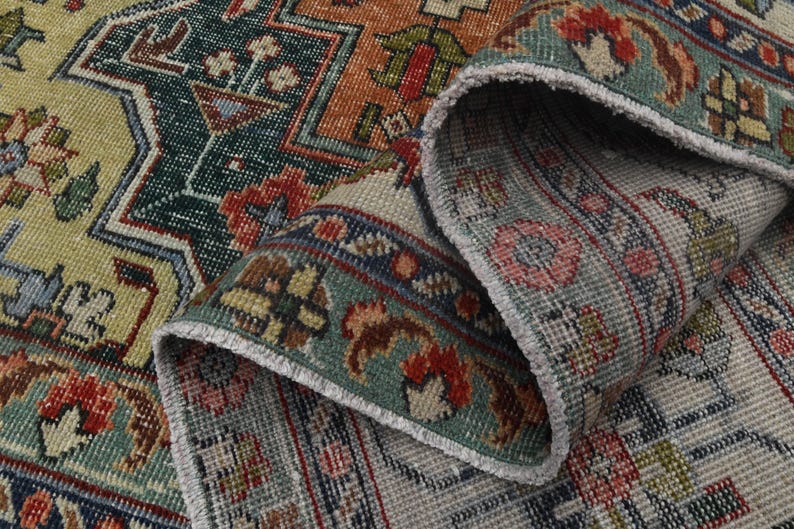 10x14 Ft, White Turkish OUSHAK Area Rug, Vintage Rug, Handwoven Rug ...