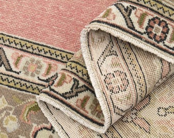 9'5x12'9 ft, PINK BROWN PERSIAN Area Rug, Vintage Rug, Traditional Rug, Living Room Rug, Dining Room Rug, Wool Rug, Handmade Rug, Floral Rug