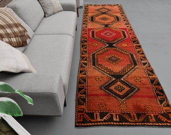 4 x 12 Ft Turkish Runner Rug, Oushak Runner, Hallway Rug, Antique Rug, 4x12 Rug, Kitchen Rug, Large Runner Rug, Entryway Rug, Home Decor
