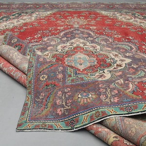 10x13 HANDMADE PERSIAN AREA Rug, Soft Wool, Handmade Rug, Oriental Rug, Living Room Rug, Dining Room Rug, Vintage Rug, Decor, 9&#39;4x11&#39;9 ft