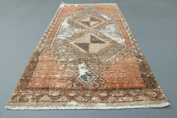 1'7 x 3'3フィートのミニマリストトルコ製ドアマット、2x3ヴィンテージ