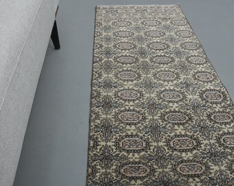 2x9 Ft Southwestern Ikat Rug, Vintage Turkish Runner, Oushak Runner, Hallway Rug, Kitchen Rug, Handmade Rug, Floral Rug, Home Decor, Carpet
