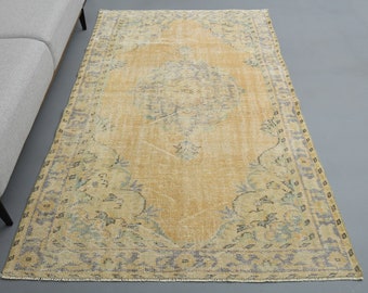 Alfombra turca vintage de 1,45 m x 2,35 m, para dormitorio, cocina, 1,5 x 2,4 m, decoración rústica, Oushak, naranja descolorido, decoración de habitaciones