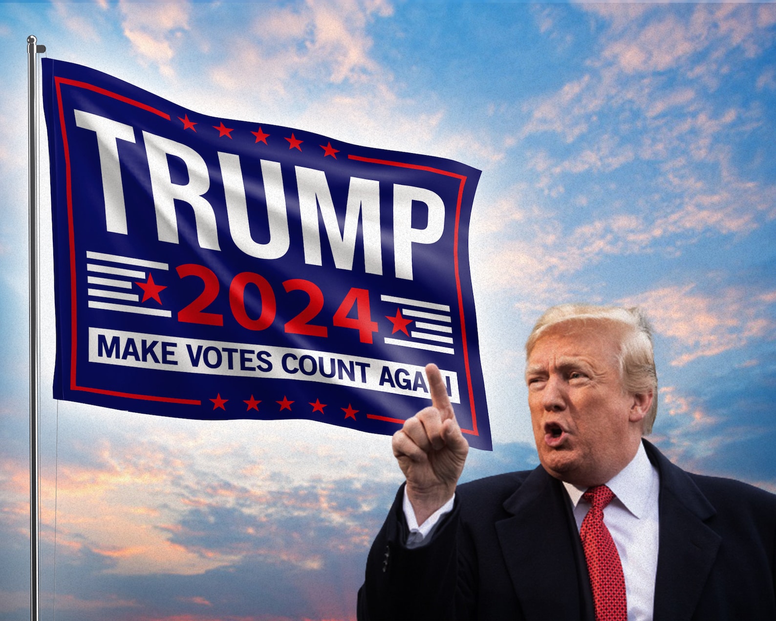 Trump 2024 Make Votes Count Again Flag Donald Trump House Etsy