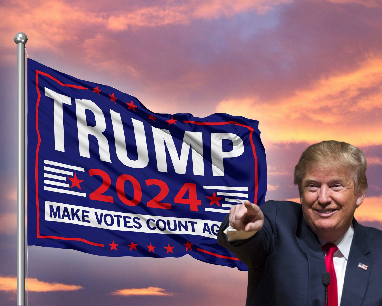 Trump 2024 Make Votes Count Again Flag Donald Trump House Etsy