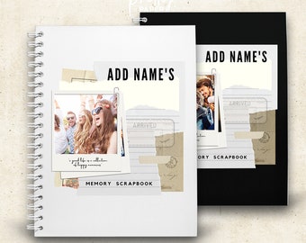 Image de couverture d'album mémoire, modèle personnalisé modifiable (blanc et noir)