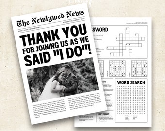 Modèle de journal de remerciement pour les invités au mariage : faire-part A4 modifiable