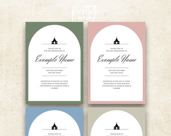 Modèle modifiable d'invitation de baptême : couleurs personnalisées classiques (A5 et numérique)