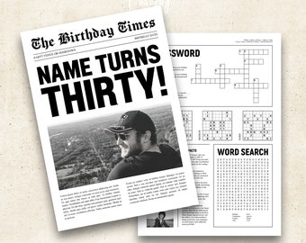 Modèle de journal 30e anniversaire : jeux de société modifiables (A4)