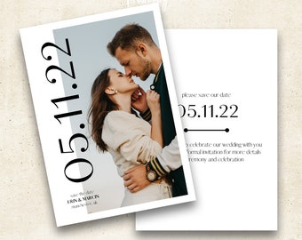 Enregistrez le modèle modifiable de date A5 (papeterie de mariage personnalisée)