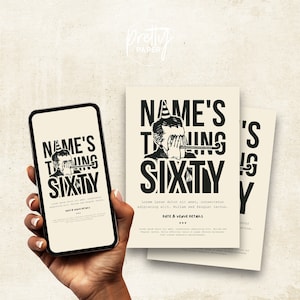 60th Birthday Editable Personalised Party Invitation Template (A5 & Digital Screen Size) Grumpy Old Man Theme