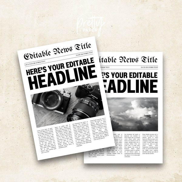Newspaper Announcement, Headline News, Editable Print Template (A4 Personalised Poster)