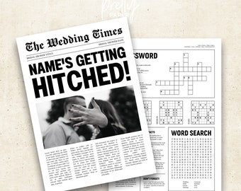 Plantilla de diario de compromiso para la futura novia: Juego de despedida de soltera (Canva editable, descarga imprimible, tamaño A4)