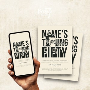 50th Birthday Editable Personalised Party Invitation Template (A5 & Digital Screen Size) Grumpy Old Man Theme