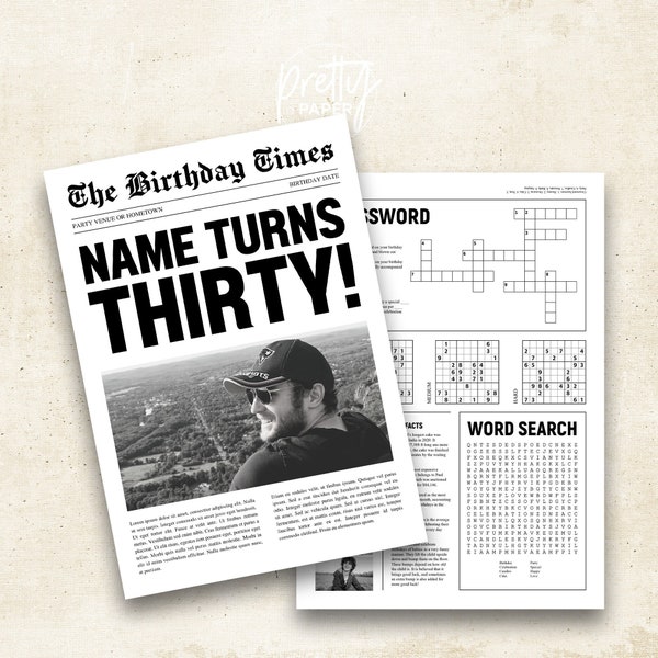 Birthday Newspaper Etsy