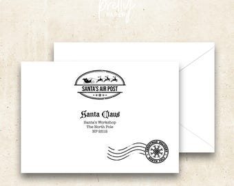 Busta stampabile per Babbo Natale: etichetta postale aerea di Natale del Polo Nord (download immediato)
