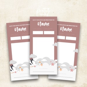 Modèle personnalisé modifiable de carte de conseils et de prédictions pour la douche de bébé (taille DL)