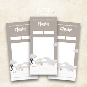 Modèle personnalisé modifiable de carte de conseils et de prédictions pour la douche de bébé (taille DL)