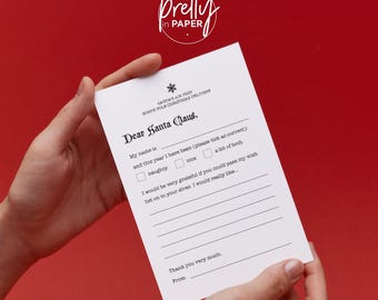 Modello di lettera a Babbo Natale: lista dei desideri di Natale stampabile (download immediato formato A4)