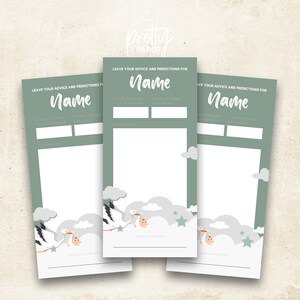 Modèle personnalisé modifiable de carte de conseils et de prédictions pour la douche de bébé (taille DL)