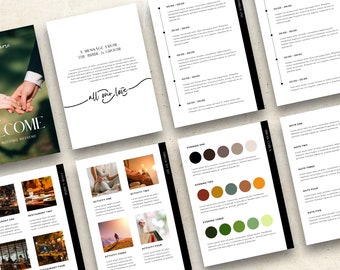 Modèle d'itinéraire de week-end de mariage : calendrier A5 personnalisé (modifiable)