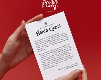 Modello modificabile per lettera di Babbo Natale: carta da lettere natalizia stampabile (download da Canva in formato A4)