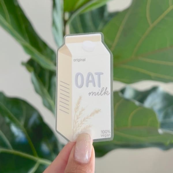 Oat Milk Clear Sticker | milk sticker | vegan sticker | vegetarian | vegan love | plant based | laptop sticker | gift | oatmilk decal