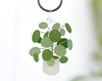 Pilea Keychain | Chinese money plant  keychain | plant keychain | plant lover | houseplant | plant mom keychain | plant accessories | gift