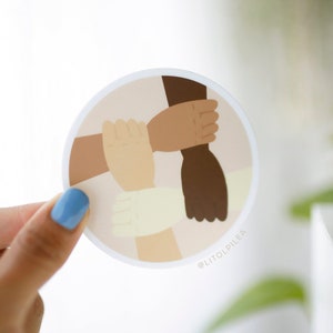 Eenheid en acceptatie matte sticker | POC-sticker, smeltkroes, BLM, gelijkheidssticker, vriendschapssticker, community, laptopwaterfles