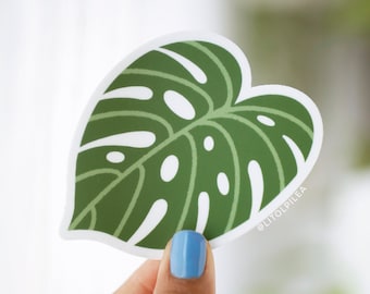 Pegatina mate de hoja de Monstera Deliciosa / pegatina de monstera, amante de las plantas, planta de interior, pegatina para mamá de plantas, pegatina para portátil, regalo para amantes de las plantas
