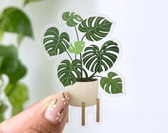 Clear Monstera Deliciosa Waterproof Sticker | monstera sticker | plant sticker | plant lover | houseplant | plant mom sticker | laptop