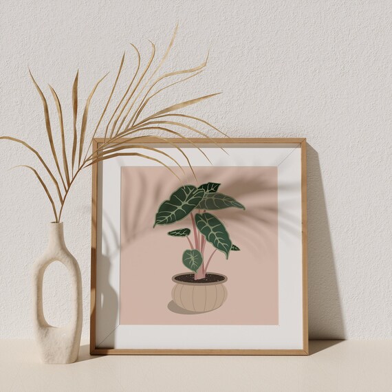 Alocasia Pink Dragon Art Print || plant mom || plant lady || plant print || plant lover || alocasia plant || urban jungle || house plant