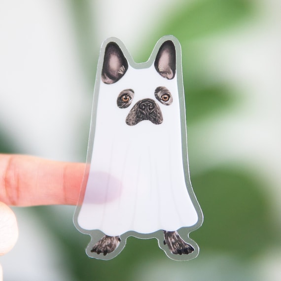 Clear Spooky Frenchie Sticker | Frenchie sticker | French bulldog | Halloween dog | dog sticker | ghost sticker | Halloween sticker | Funny
