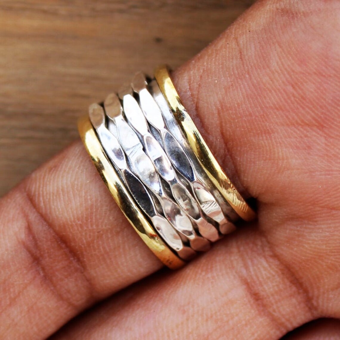 Silver sterling spinner ring thumb ring fidget ring Etsy