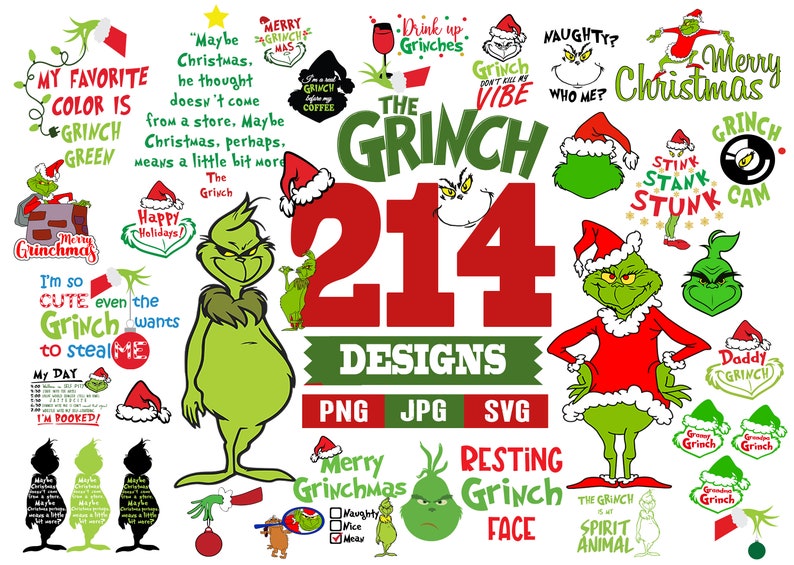 Download Grinch SVG Bundle Christmas SVG Resting Grinch Face | Etsy