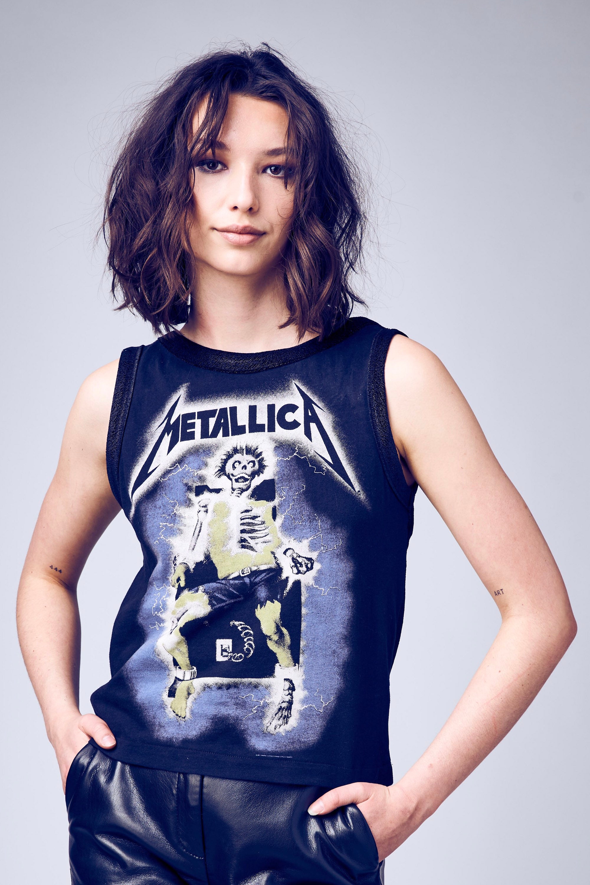 Metallica Womens Top With Deep Open Back and Chain Detailing