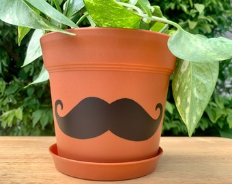 Mustache 6” Plastic Terra Cotta Planter Pot