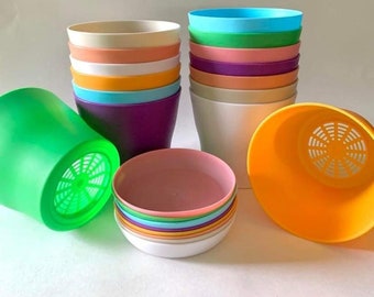 4” Plastic Flower Planter Pot with Drainage and Tray