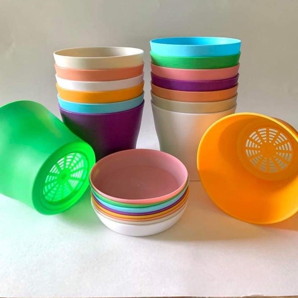 4” Plastic Flower Planter Pot with Drainage and Tray