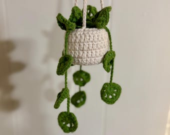 Rear View Mirror Crochet Vining Plant Accent