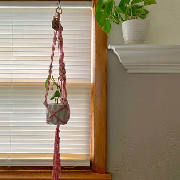 Mini Macrame Plant Hanger Bubblegum Pink